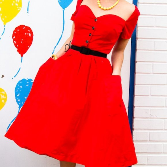 UNIQUE VINTAGE - Red Rhapsody Dress - Picture 3 of 5